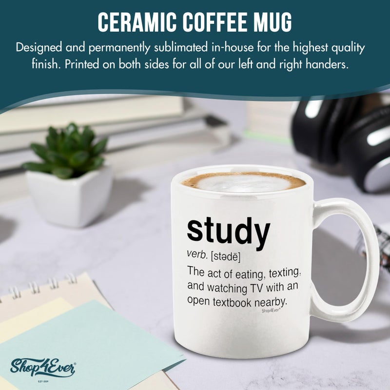 shop4ever Study Definition Ceramic Coffee Mug Tea Cup, Gift for College Student Graduate 11 oz (White) - Image 5